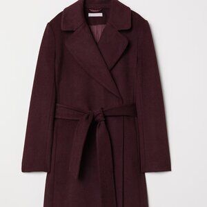 H&M Wool-blend Coat | Burgundy | Size 4